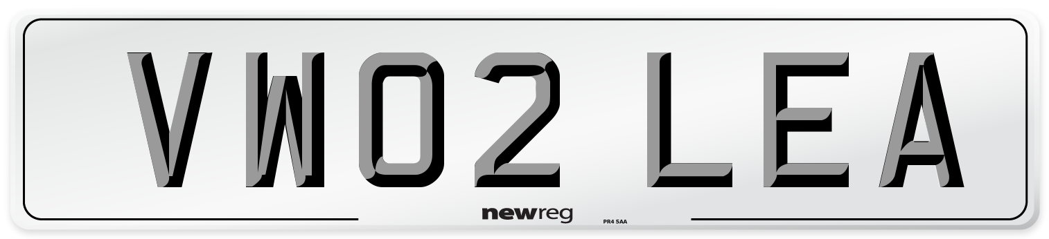 VW02 LEA Number Plate from New Reg
